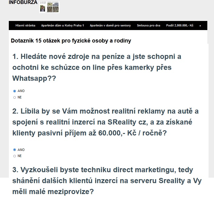 25. DOTAZNKY INFOBURZY PRO FIRMY I PRO RODINY