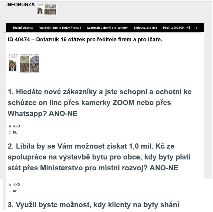 27. NAHOZEN DOTAZNKY INFOBURZY PRO FIRMY I PRO RODINY, PRO FYZICK OSOBY 